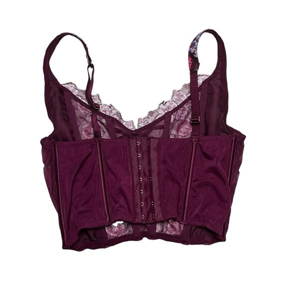 Victoria's Secret Floral Embroidered Lace-Up Corset Bra Top Size Medium - Picture 2 of 4